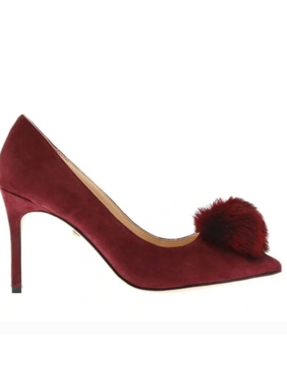 Charles David Suede Duchess Heels w/ Fluffy Pom Accent - Cabernet - $229 NWT!